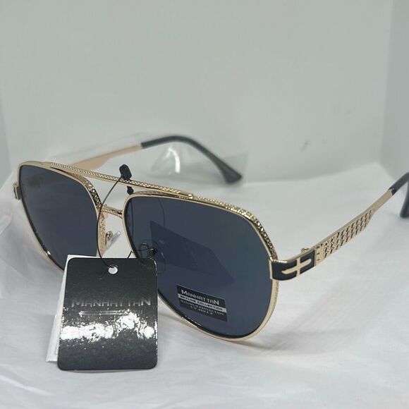 Manhattan Collection Aviator Sunglasses – Maximum UV Protection – Designer Metal - Picture 1 of 3